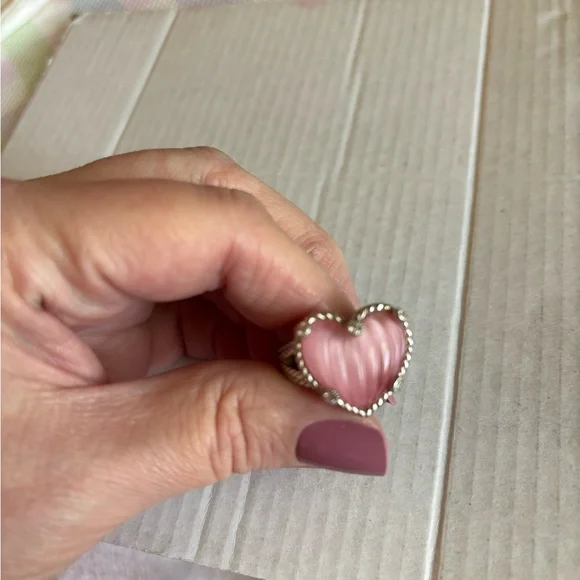 Judith Ripka Pink Heart Silver Ring - Picture 2 of 5